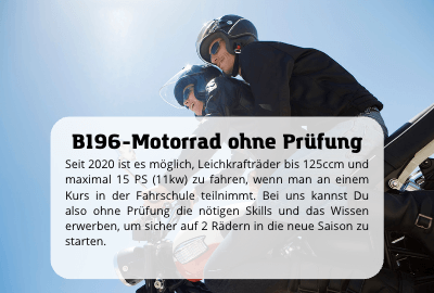 B196 fuehrerschein, motorrad ohne Prüfung, kaarst, neuss, korschenbroich